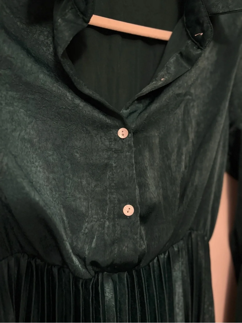 SHEIN Teal Button-Front Pleated Maxi Dress - Picture 6 of 7